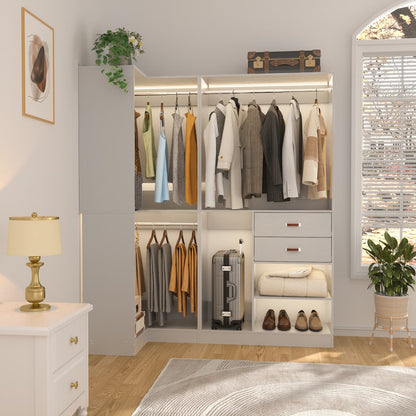71-In Freestanding Closet System Set with Wood Drawers
