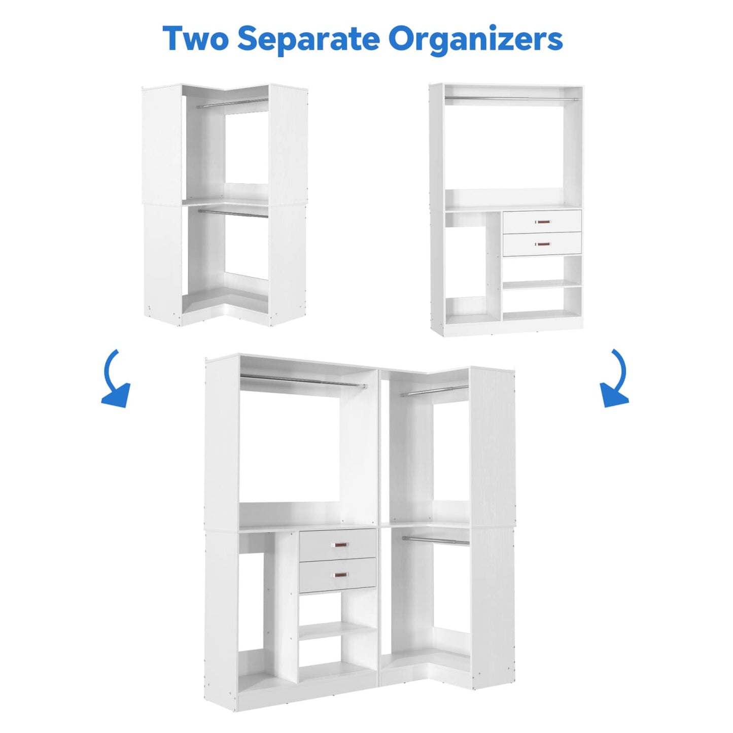 71-In Freestanding Closet System Set with Wood Drawers