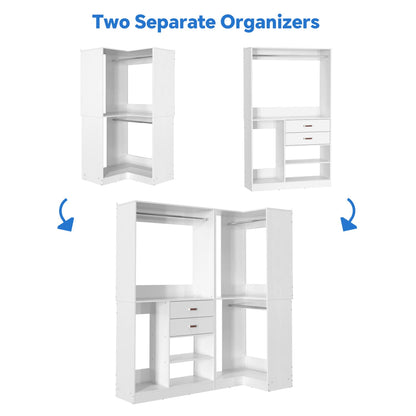 71-In Freestanding Closet System Set with Wood Drawers