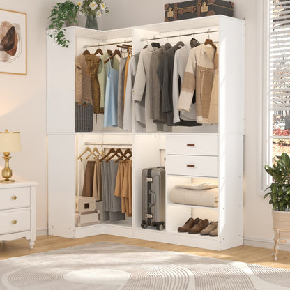 71-In Freestanding Closet System Set with Wood Drawers