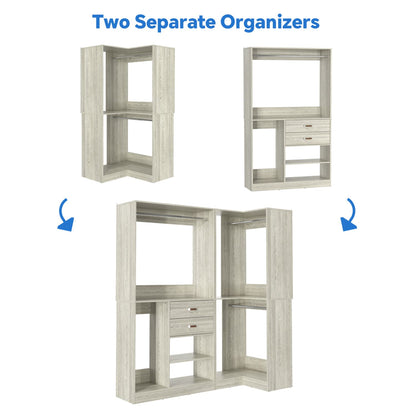 71-In Freestanding Closet System Set with Wood Drawers