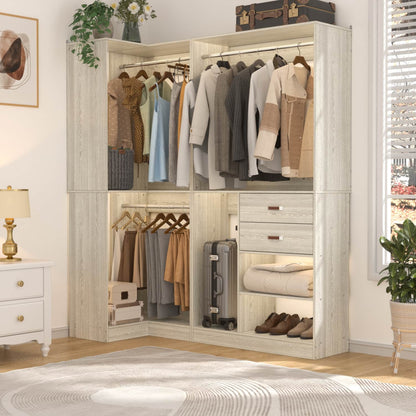 71-In Freestanding Closet System Set with Wood Drawers
