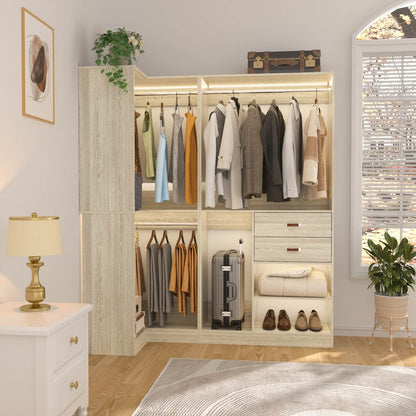 71-In Freestanding Closet System Set with Wood Drawers