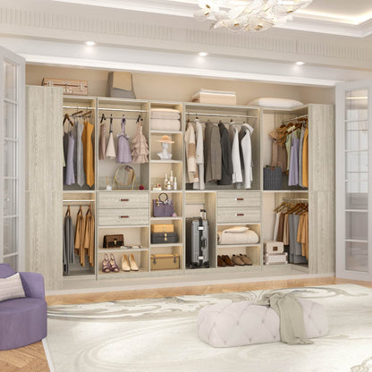 71-In Freestanding Closet System Set with Wood Drawers