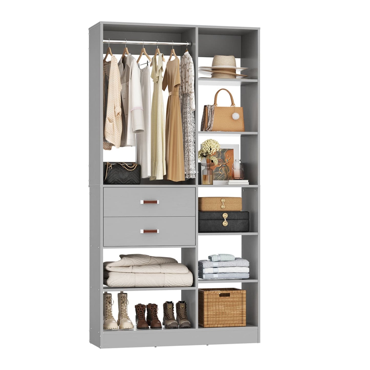 40'' Freestanding Closet System with 10 Shelves, Closet Organizer