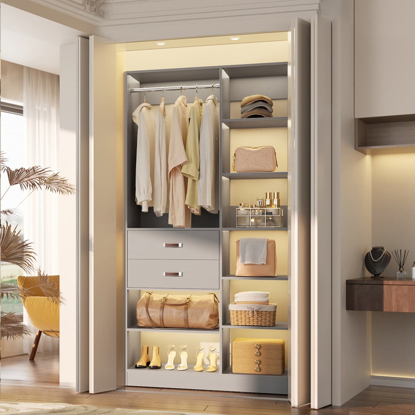 40'' Freestanding Closet System with 10 Shelves, Closet Organizer