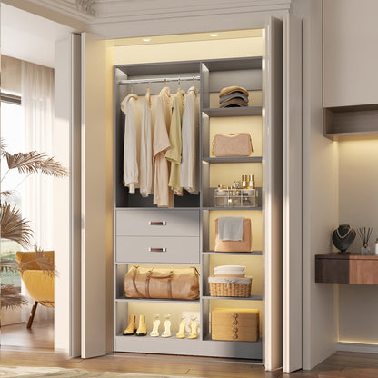40'' Freestanding Closet System with 10 Shelves, Closet Organizer