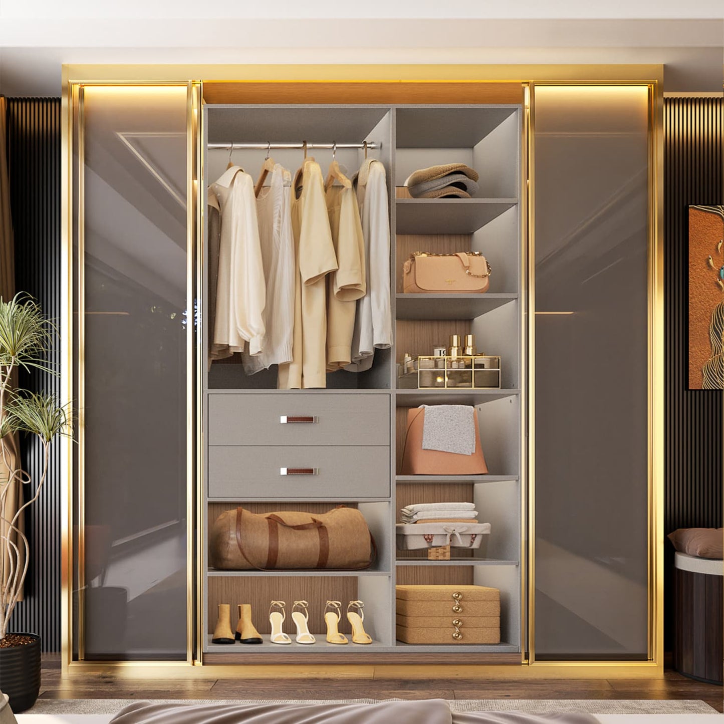 40'' Freestanding Closet System with 10 Shelves, Closet Organizer
