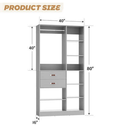 40'' Freestanding Closet System with 10 Shelves, Closet Organizer