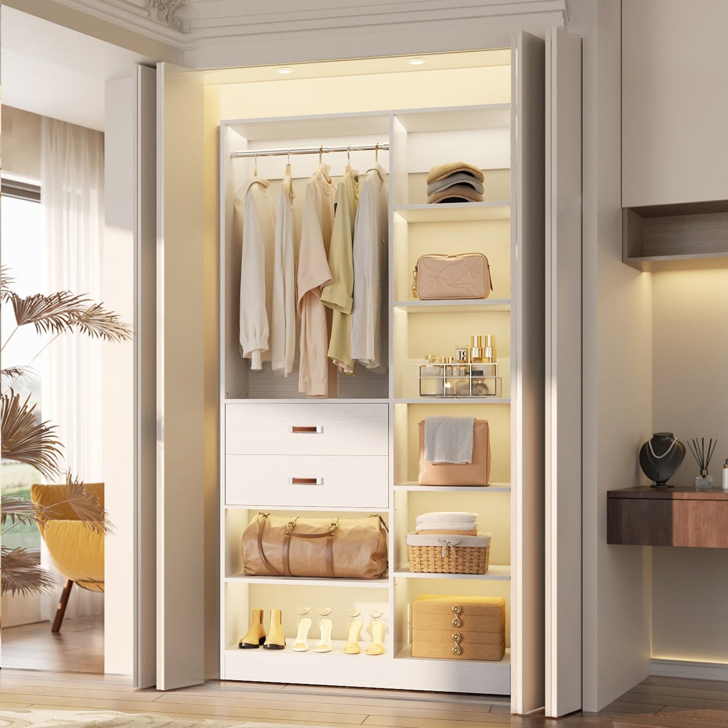 40'' Freestanding Closet System with 10 Shelves, Closet Organizer
