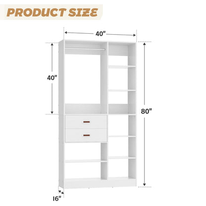 40'' Freestanding Closet System with 10 Shelves, Closet Organizer