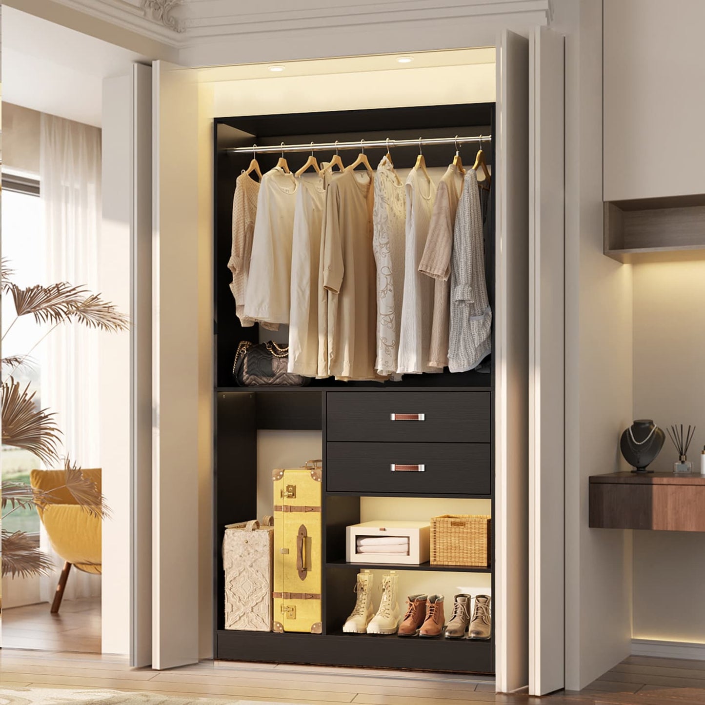 40-In Closet Organizer with Drawers, Freestanding Closet System
