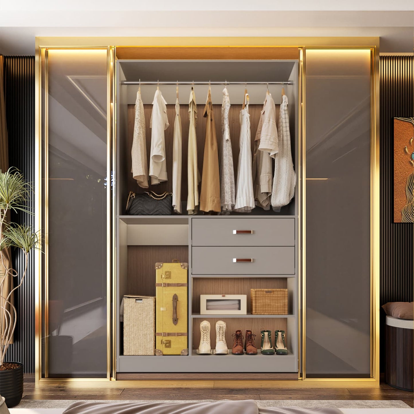 40-In Closet Organizer with Drawers, Freestanding Closet System