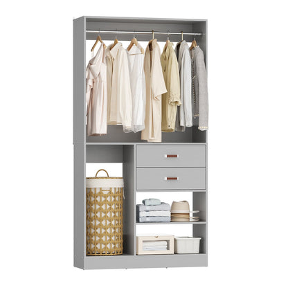 40-In Closet Organizer with Drawers, Freestanding Closet System