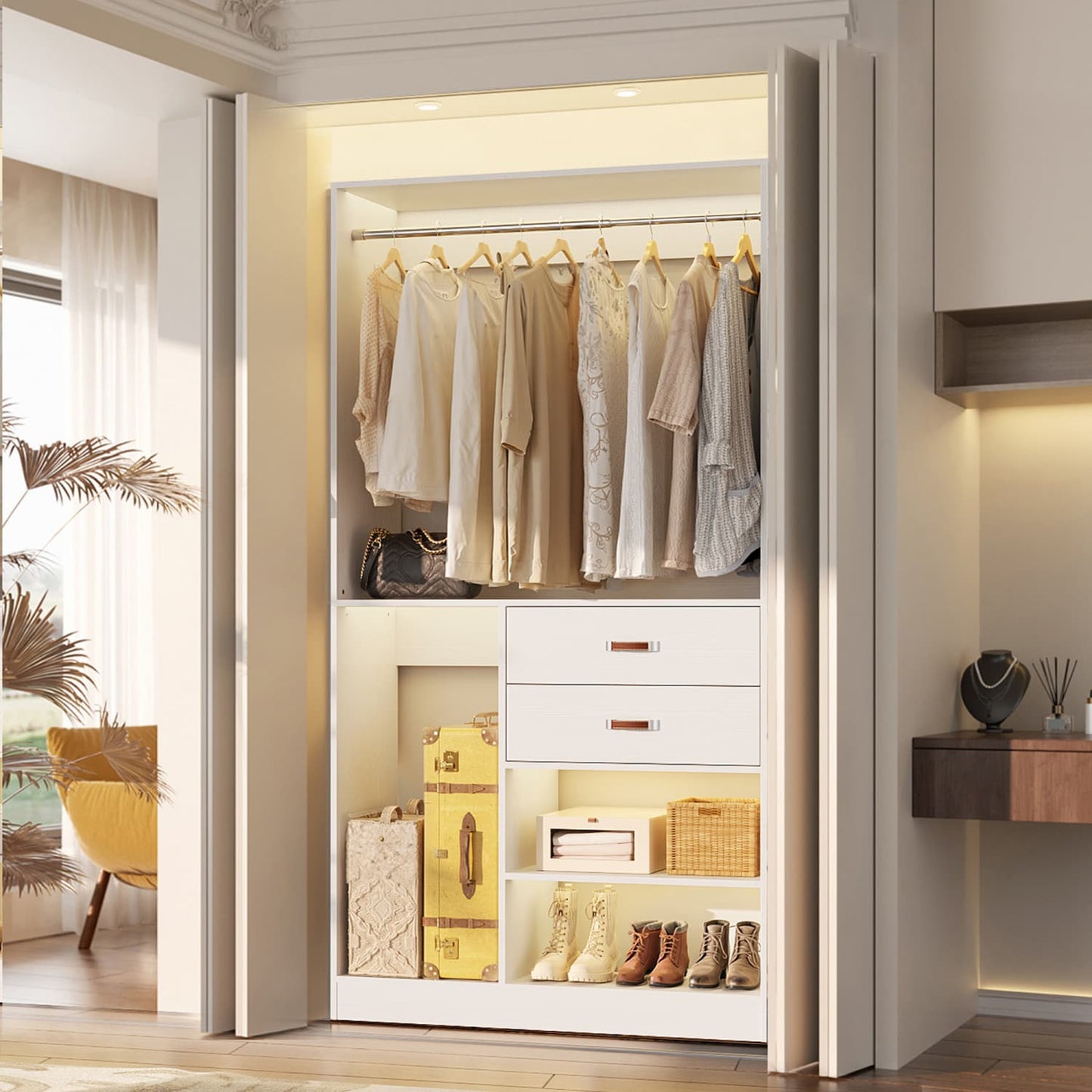 40-In Closet Organizer with Drawers, Freestanding Closet System