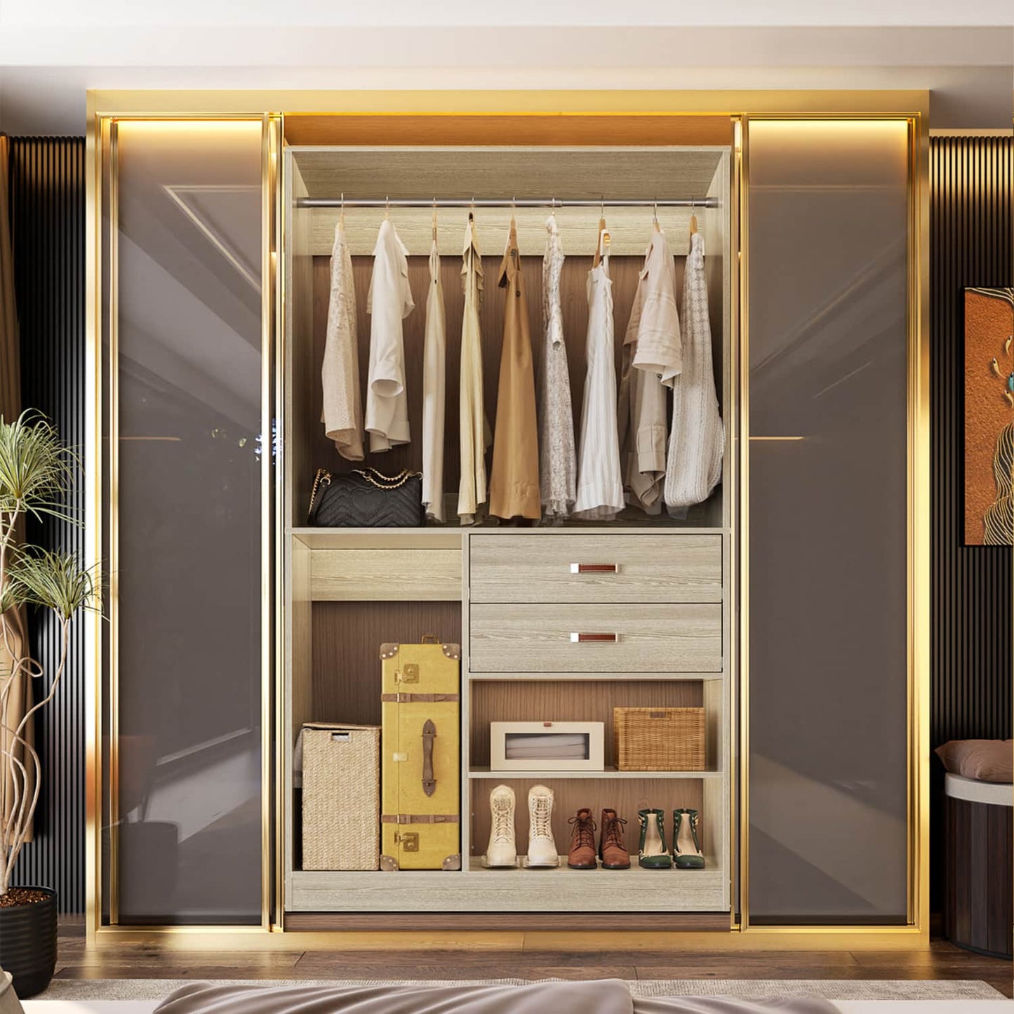 40-In Closet Organizer with Drawers, Freestanding Closet System
