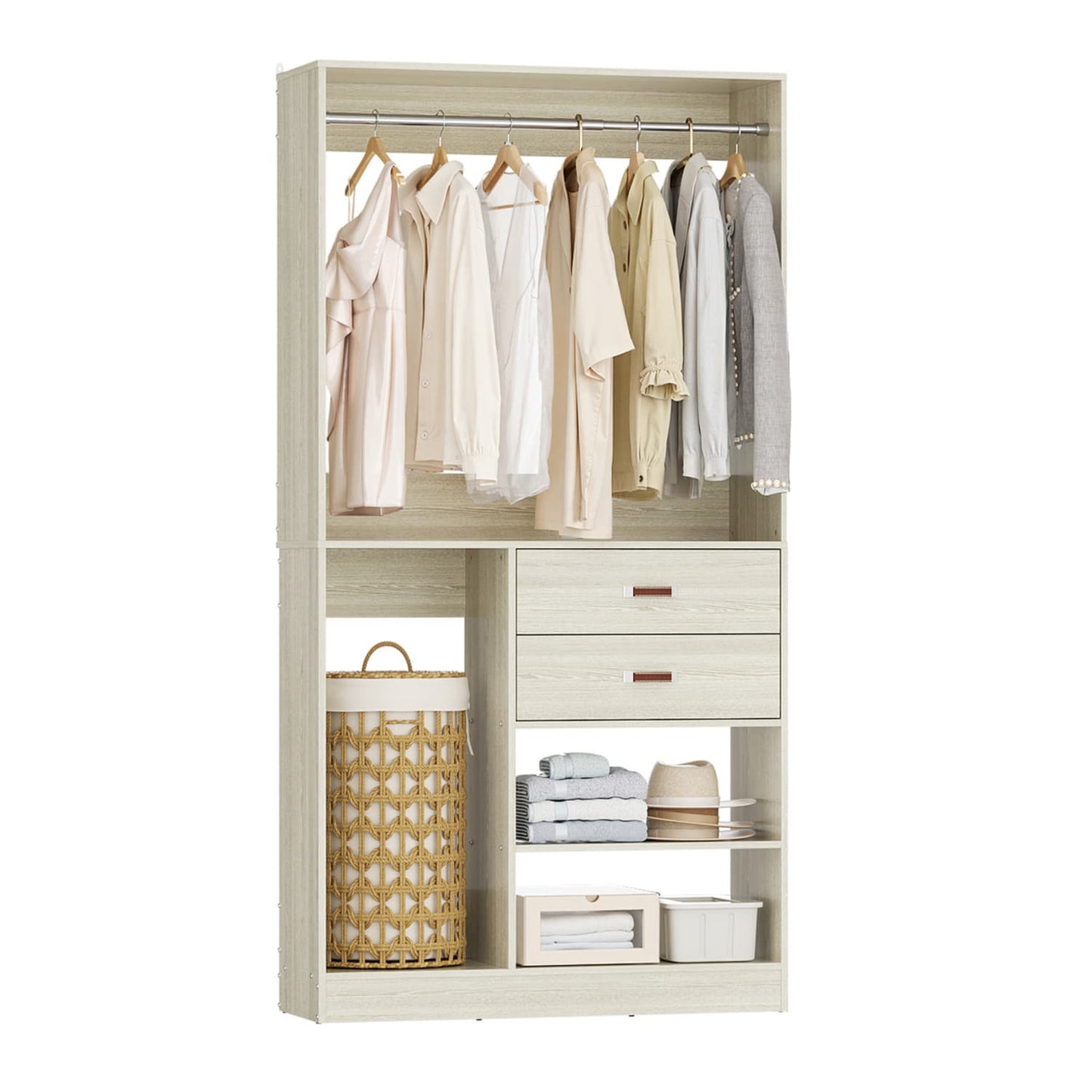 40-In Closet Organizer with Drawers, Freestanding Closet System