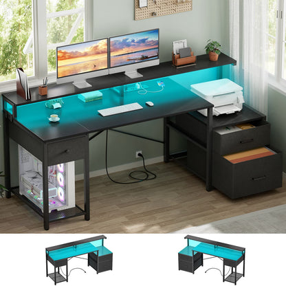 59-In Computer Desk with Charging Station for Home Office