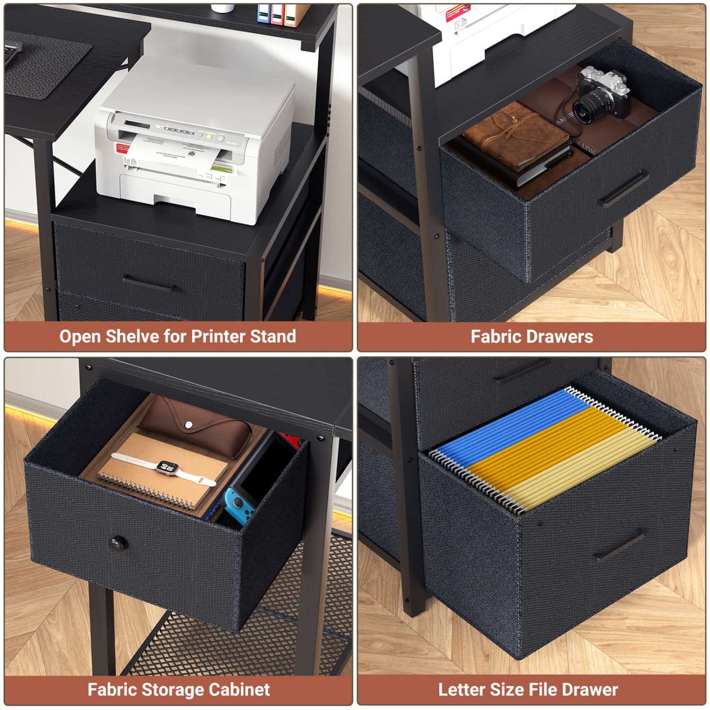 59-In Computer Desk with Charging Station for Home Office