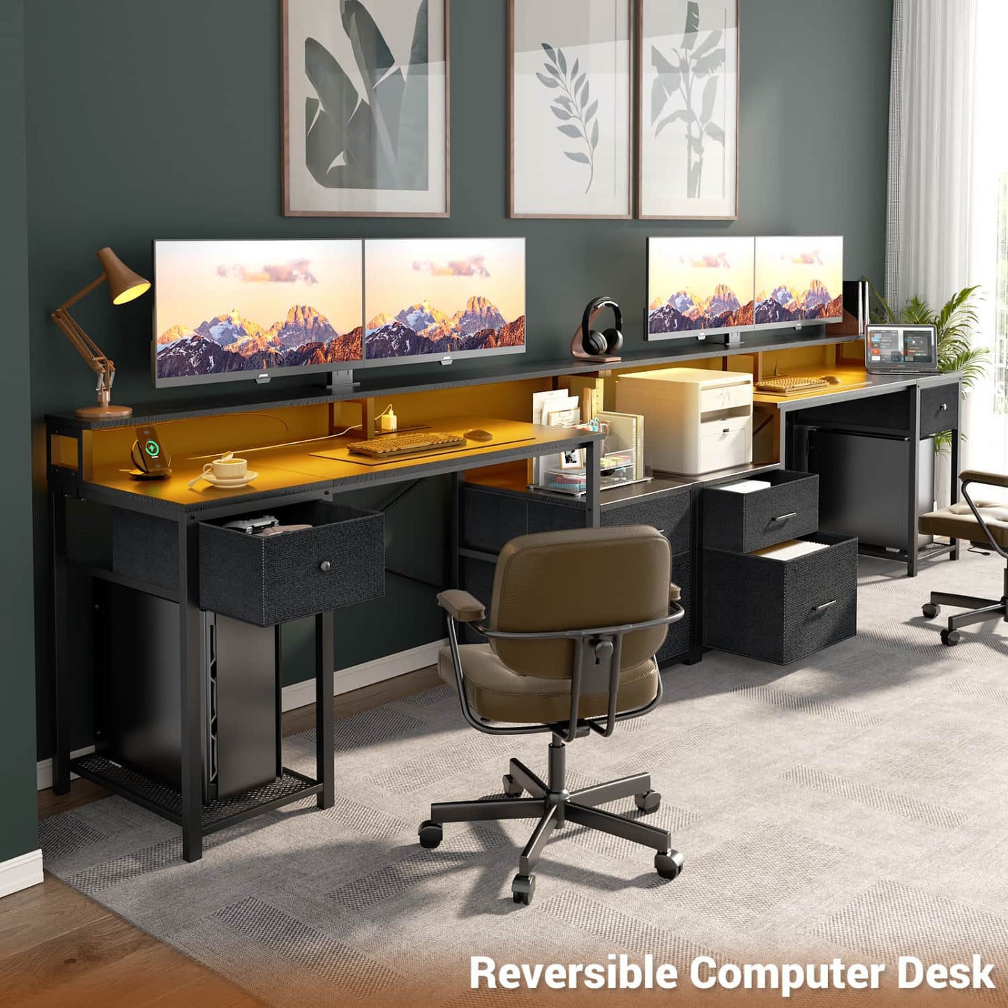 59-In Computer Desk with Charging Station for Home Office