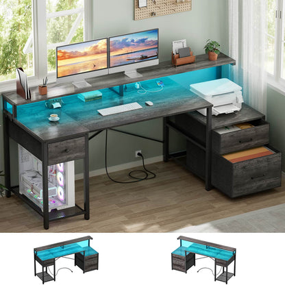59-In Computer Desk with Charging Station for Home Office