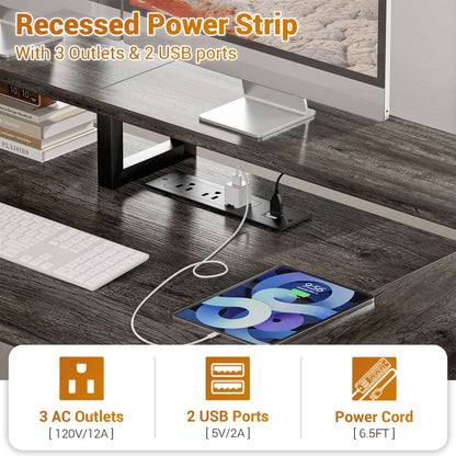 59-In Computer Desk with Charging Station for Home Office