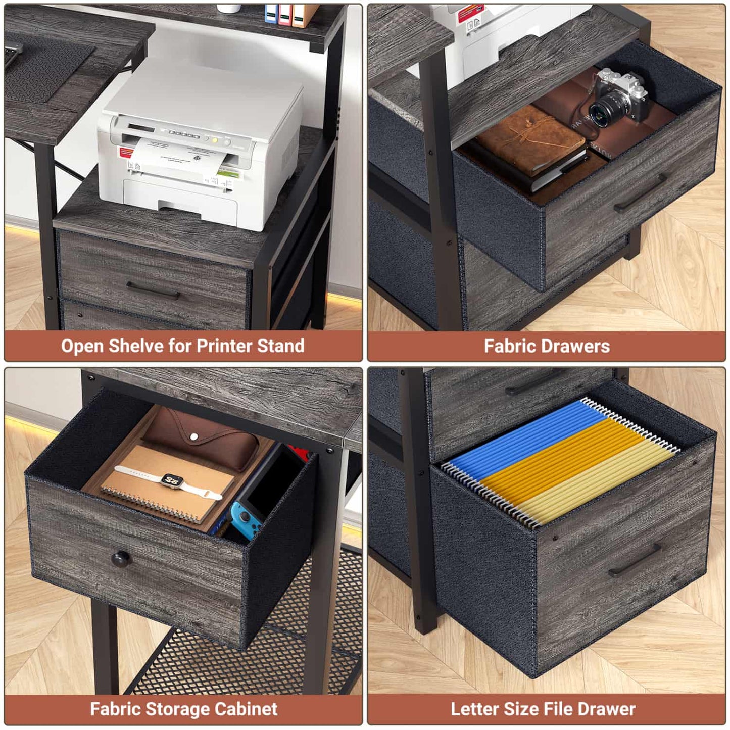 59-In Computer Desk with Charging Station for Home Office