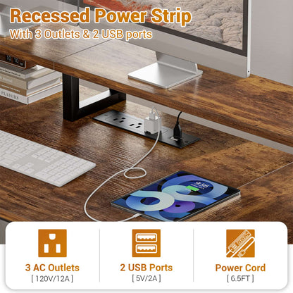 59-In Computer Desk with Charging Station for Home Office