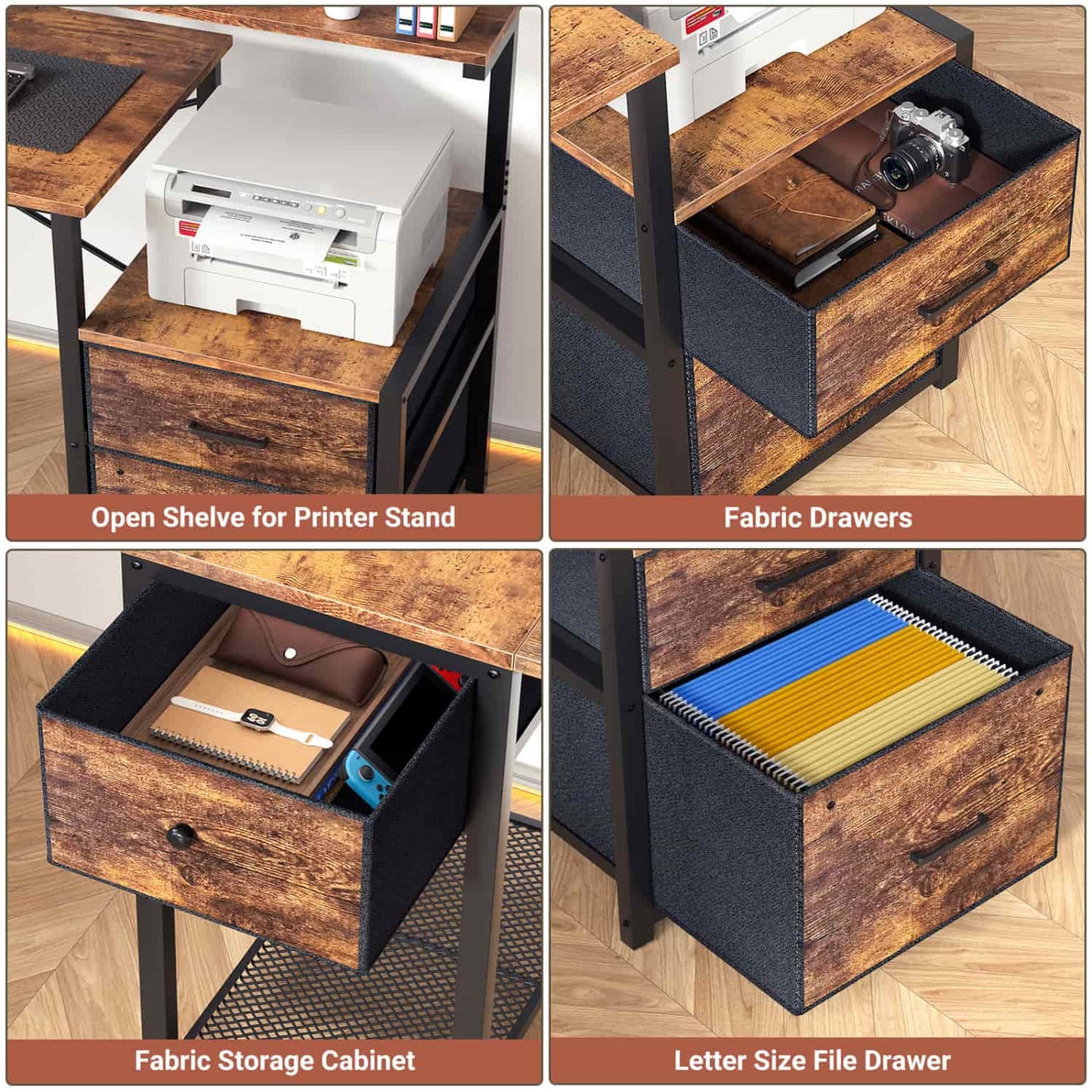 59-In Computer Desk with Charging Station for Home Office
