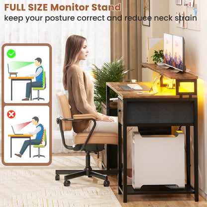 59-In Computer Desk with Charging Station for Home Office