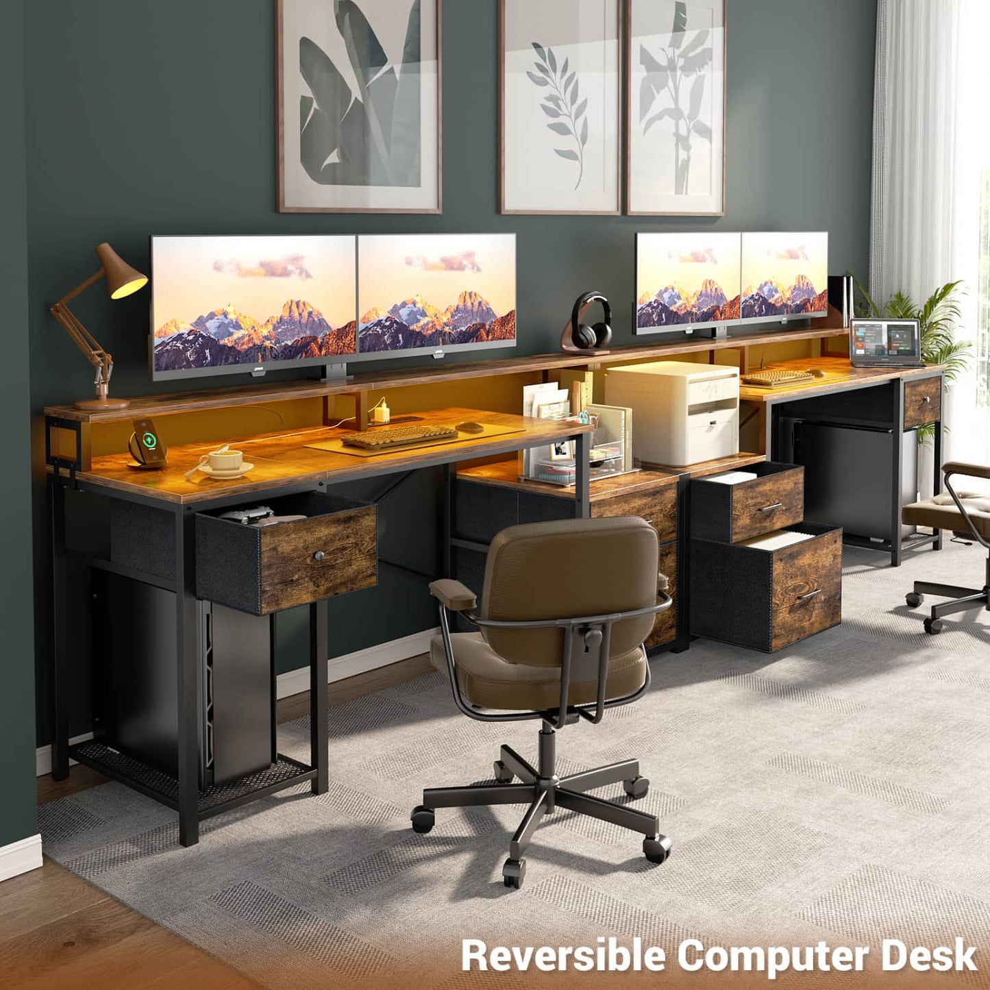 59-In Computer Desk with Charging Station for Home Office
