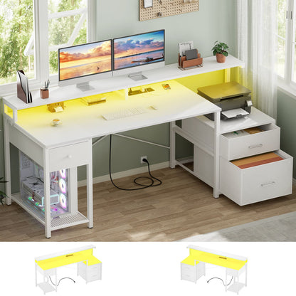 59-In Computer Desk with Charging Station for Home Office