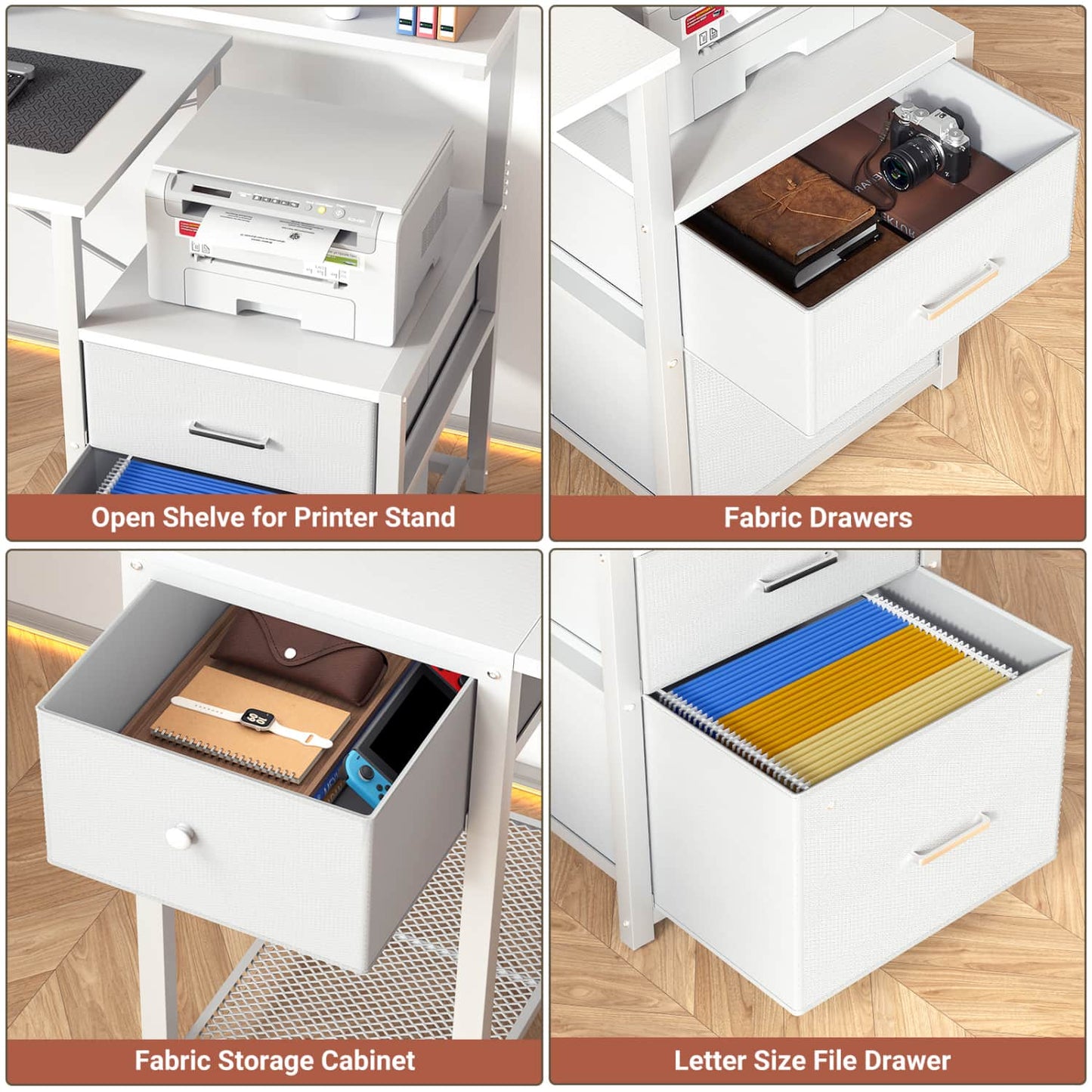 59-In Computer Desk with Charging Station for Home Office