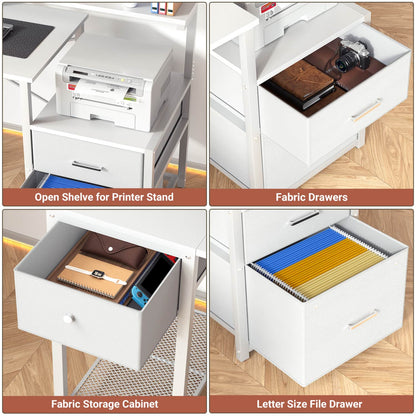 59-In Computer Desk with Charging Station for Home Office