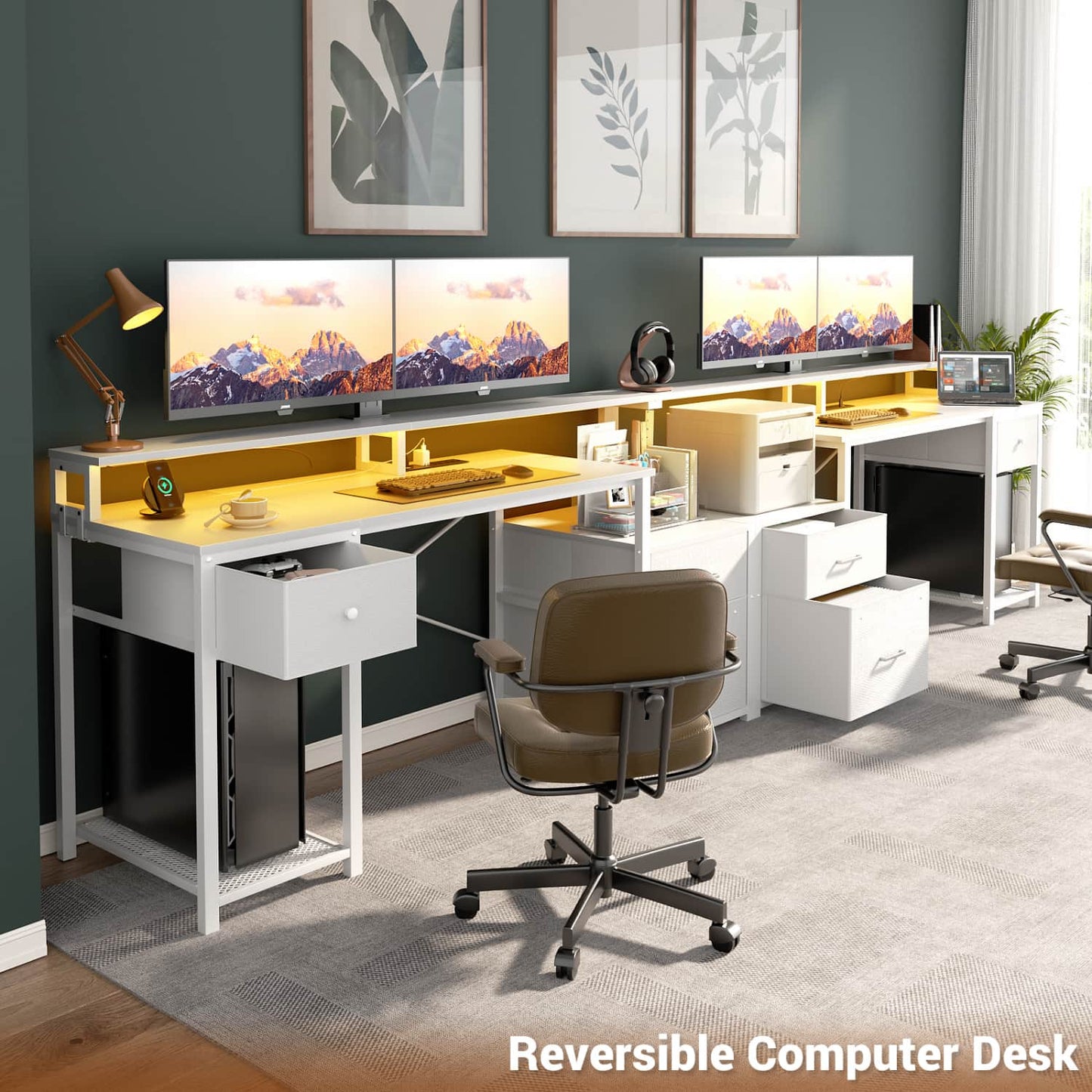 59-In Computer Desk with Charging Station for Home Office
