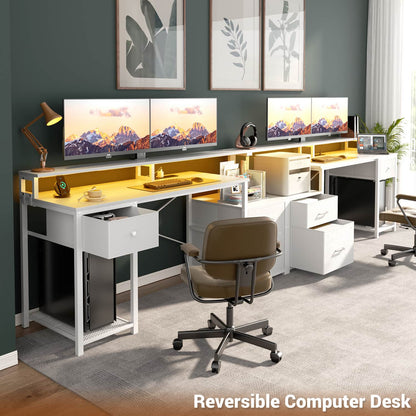 59-In Computer Desk with Charging Station for Home Office