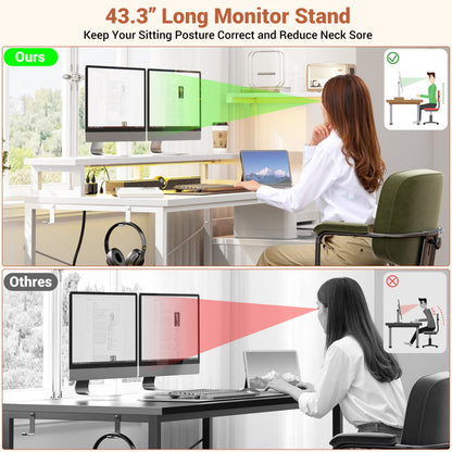 60-In Computer Desk with Fabric Drawers and Charging Station