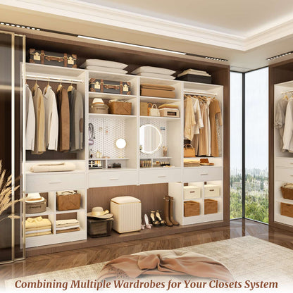 50-In Closet System Set with Wall-mounted Vanity  Desk Organizer