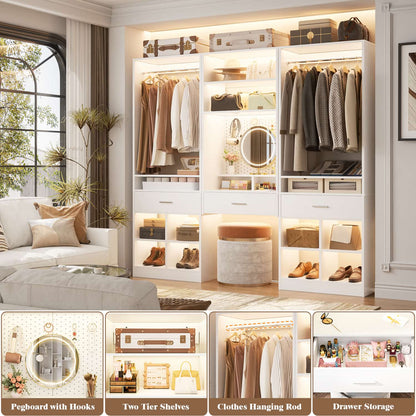 50-In Closet System Set with Wall-mounted Vanity  Desk Organizer