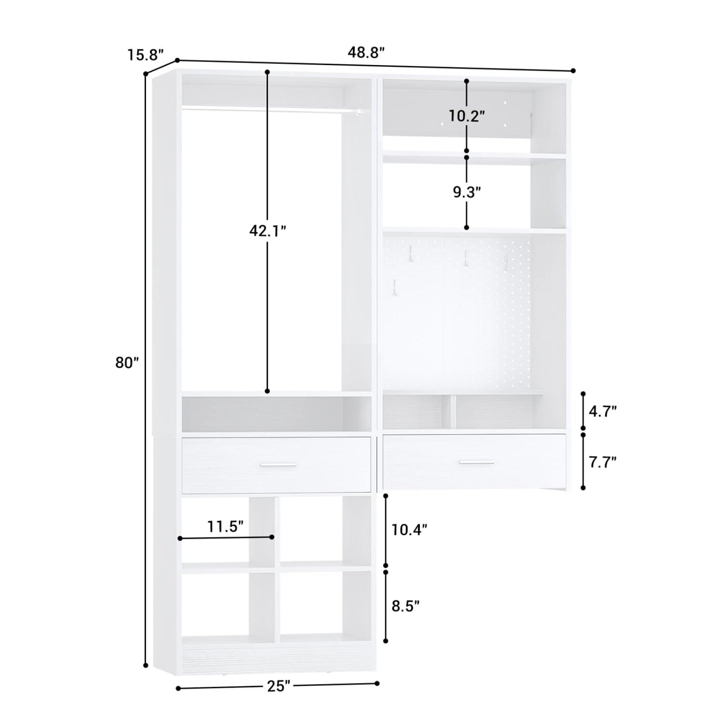 50-In Closet System Set with Wall-mounted Vanity  Desk Organizer