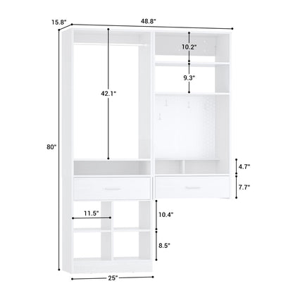 50-In Closet System Set with Wall-mounted Vanity  Desk Organizer