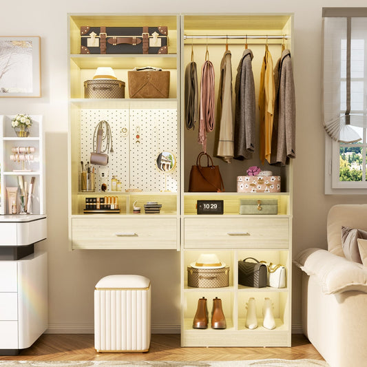 50-In Closet System Set with Wall-mounted Vanity  Desk Organizer