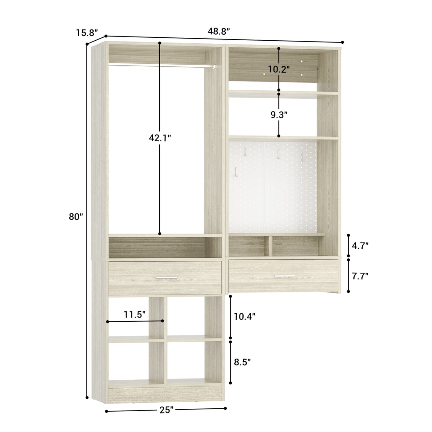 50-In Closet System Set with Wall-mounted Vanity  Desk Organizer