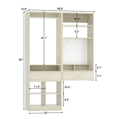 50-In Closet System Set with Wall-mounted Vanity  Desk Organizer