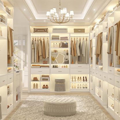 75-In Closet Organizer System with Wood Drawers and Hanging Rods