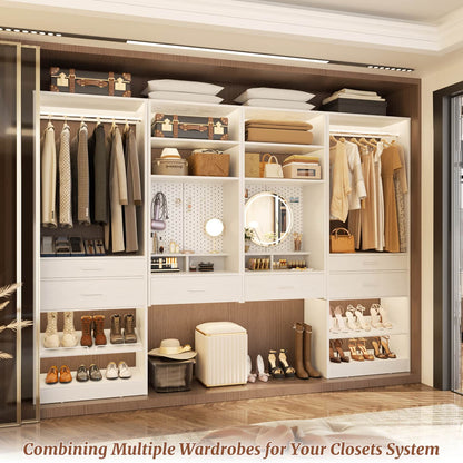50-In Closet System Set with Wood Drawers, Floating Vanity Desk Organizer