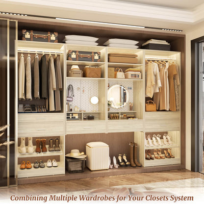 50-In Closet System Set with Wood Drawers, Floating Vanity Desk Organizer