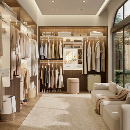 Wall-Mounted Closet System with Vanity Desk, 8FT Closet Organizer