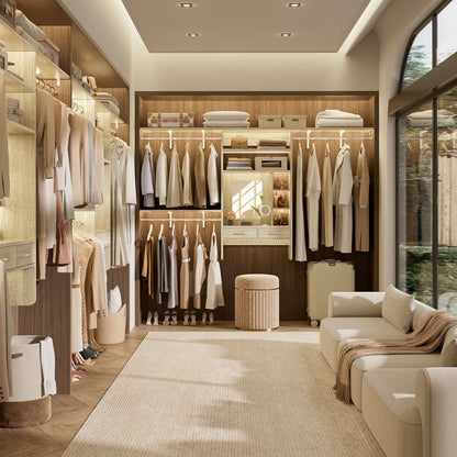 Wall-Mounted Closet System with Vanity Desk, 8FT Closet Organizer