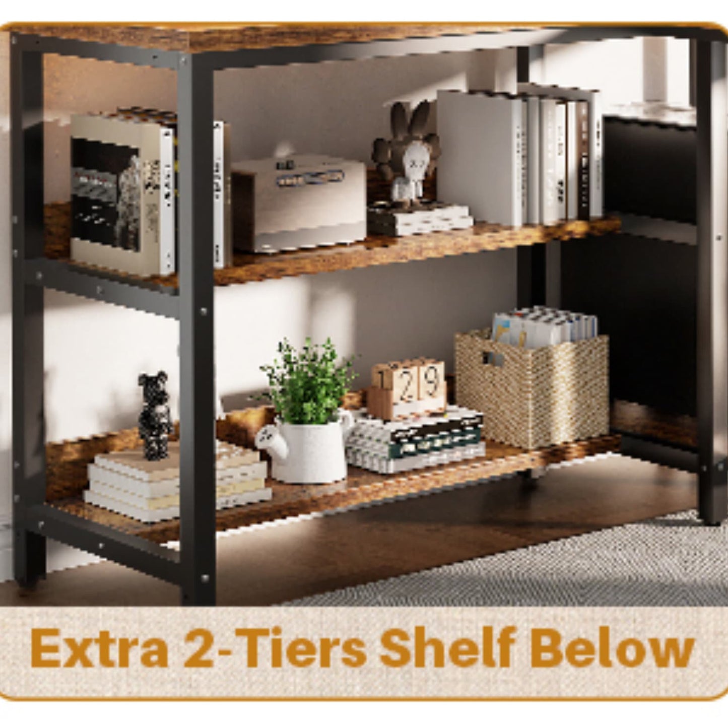 L Shaped Computer Desk with Hutch, Power Outlets, LED Lights & Storage Drawers